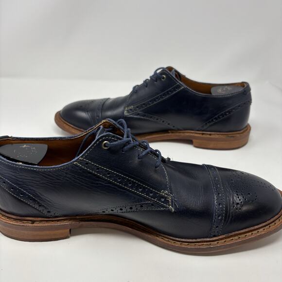 Allen Edmonds Men’s Sz10 Bainbridge Navy Blue Wingtip Leather Shoes - Picture 5 of 8